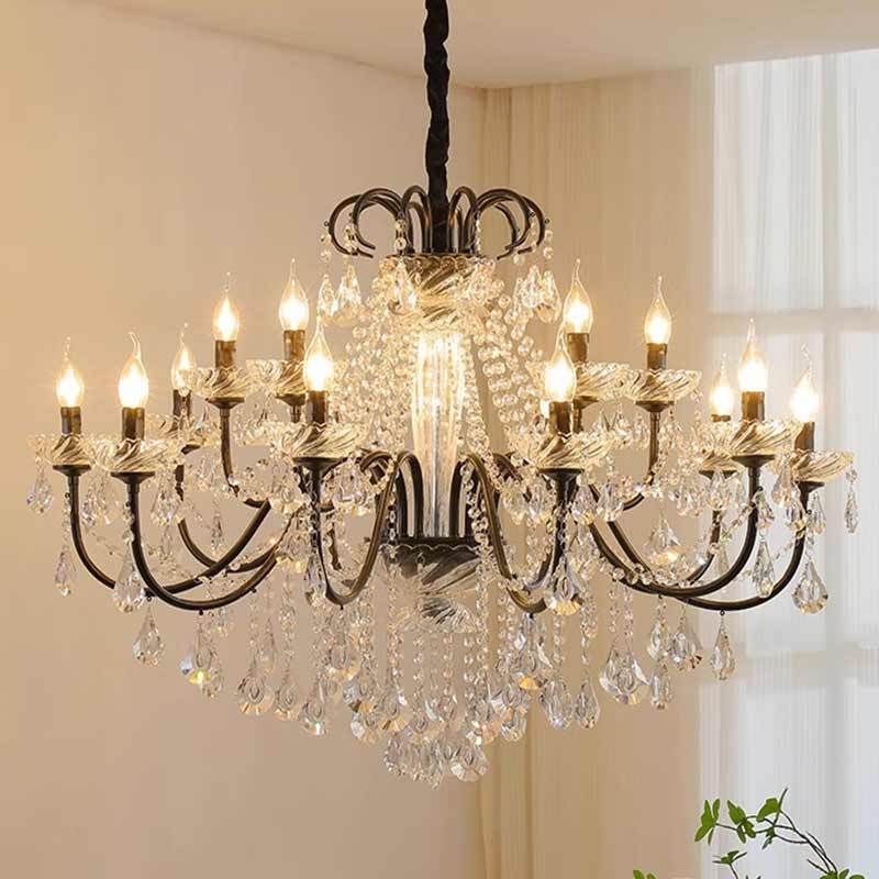 Industrial Style Iron Crystal Ceiling Chandelier For Hallway Living Room Foyer Bedroom Hall Home Decor Farmhouse Pendant Lamp