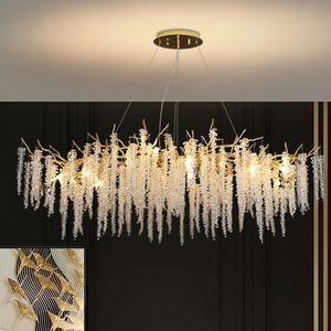 Modern Light Luxury  Crystal Chain Led Chandelier Household Pendant Light Italian Lighting Tree Branch Crystal Chandelier