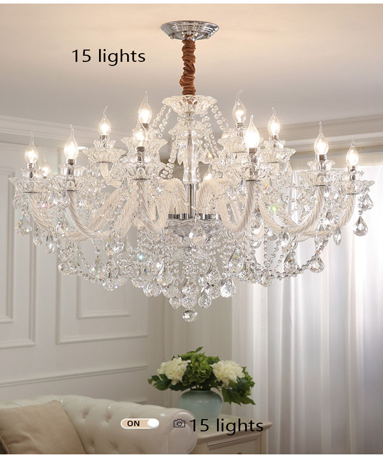 Luxury Modern Gold Glass K9 Crystal Chandelier Indoor Living Room Hanging Lighting For Hotel Bedroom Pendant Lights Chandeliers