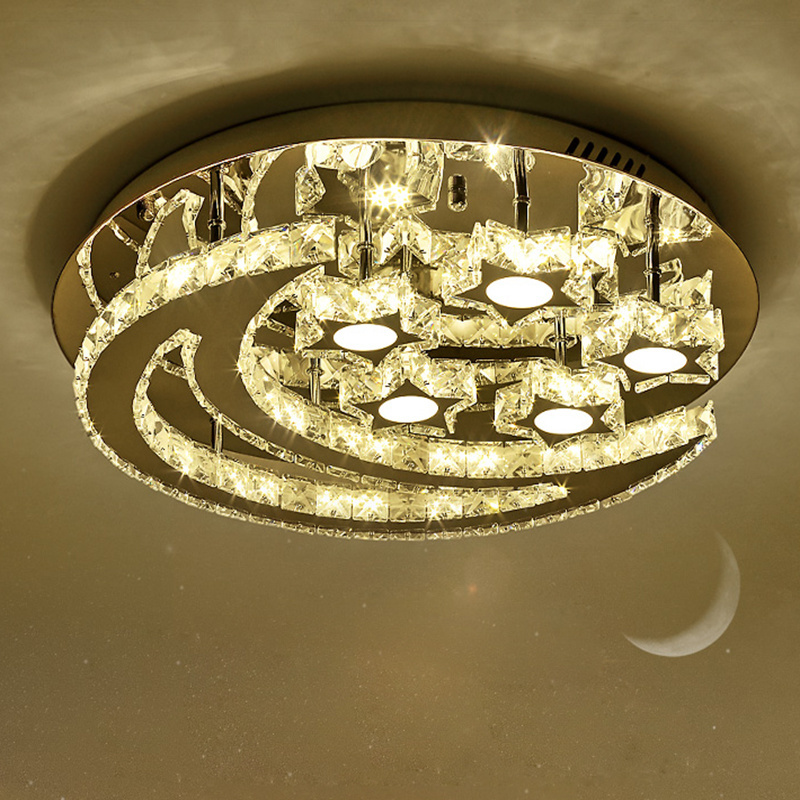 New Style Surface Mount Round Led Fixture Crystal Ceiling Lights