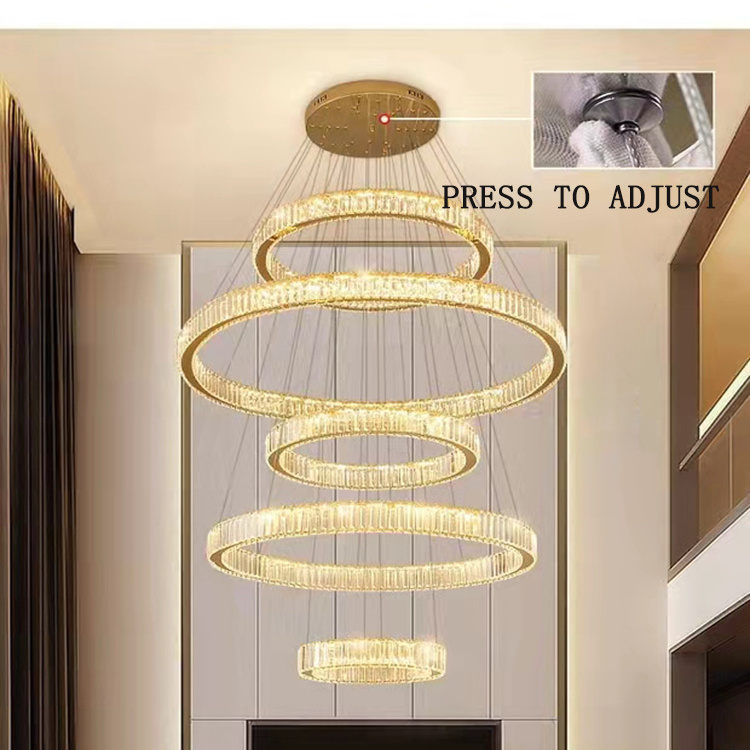 Large Modern Simple Upscale Ring chandeliers large contemporary modern crystal long staircase chandeliers & pendant lights