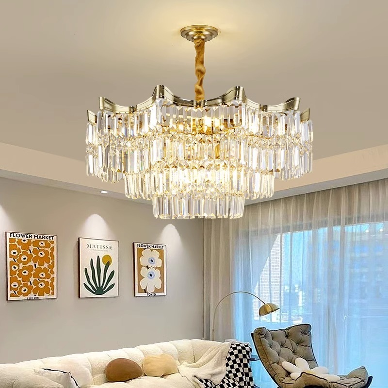 Rustic Bedroom Dining Room Ceiling Chandeliers Fixtures Lighting Gold Pendant Lights Led K9 Crystal Luxury Modern Chandelier