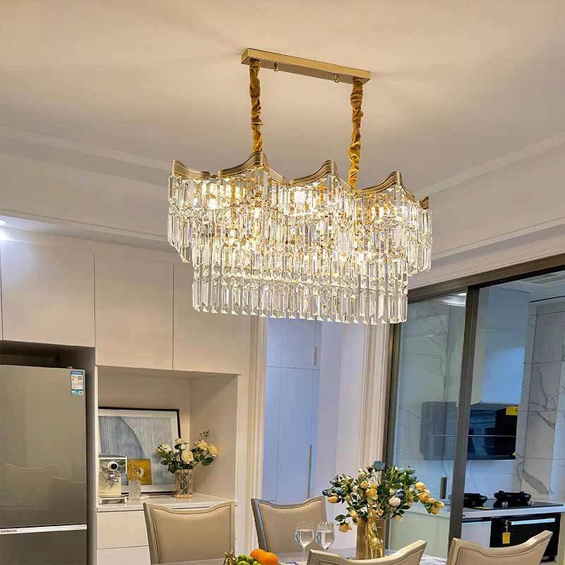 Rustic Bedroom Dining Room Ceiling Chandeliers Fixtures Lighting Gold Pendant Lights Led K9 Crystal Luxury Modern Chandelier