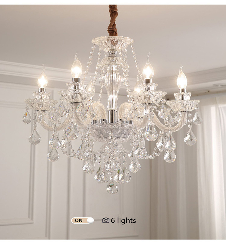 Luxury Modern Gold Glass K9 Crystal Chandelier Indoor Living Room Hanging Lighting For Hotel Bedroom Pendant Lights Chandeliers