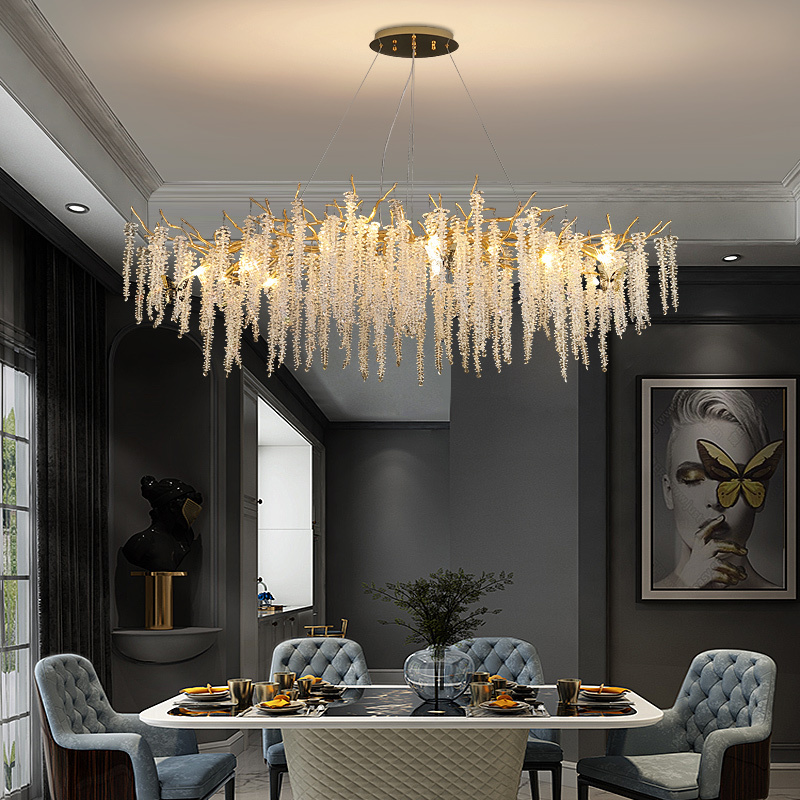 Modern Light Luxury  Crystal Chain Led Chandelier Household Pendant Light Italian Lighting Tree Branch Crystal Chandelier