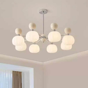 Modern Simple Milky White Pumpkin Living Room Restaurant Chandelier Bedroom Pendant Light