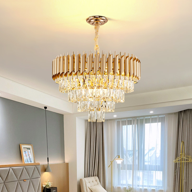 factory suppliers round indoor luxury chandelier  gold black home Nordic modern crystal Chandeliers & Pendant Lights