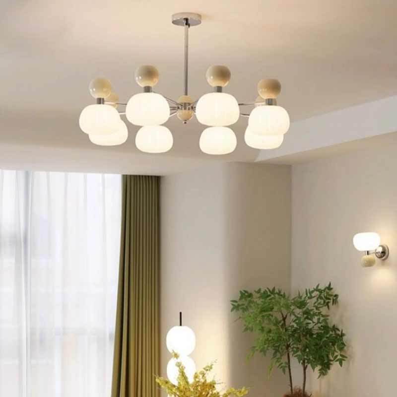 Modern Simple Milky White Pumpkin Living Room Restaurant Chandelier Bedroom Pendant Light