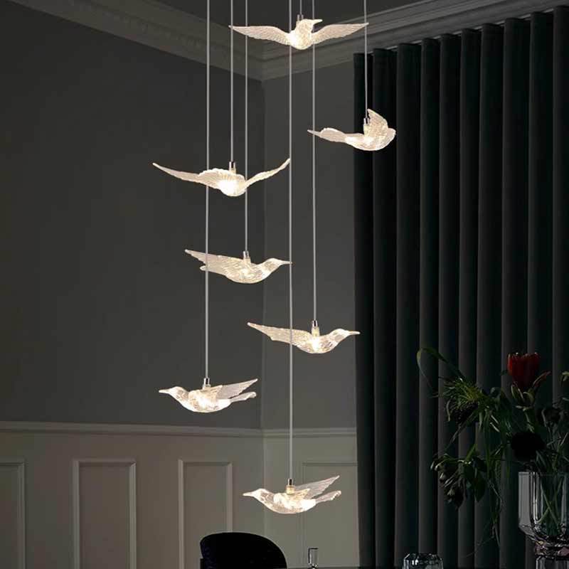 Chandeliers Pendant Lights Long Hanging Lights Fixtures Linear Large High Ceiling Staircase Glass Luxury Led Crystal Chandeliers