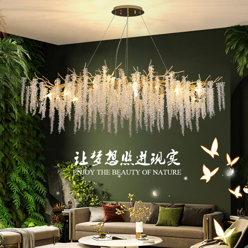 Modern Light Luxury  Crystal Chain Led Chandelier Household Pendant Light Italian Lighting Tree Branch Crystal Chandelier