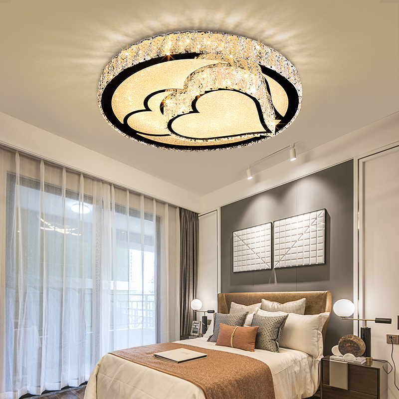 Round crystal bedroom lamp star moon wedding room simple modern warm  master bedroom  ceiling lamp