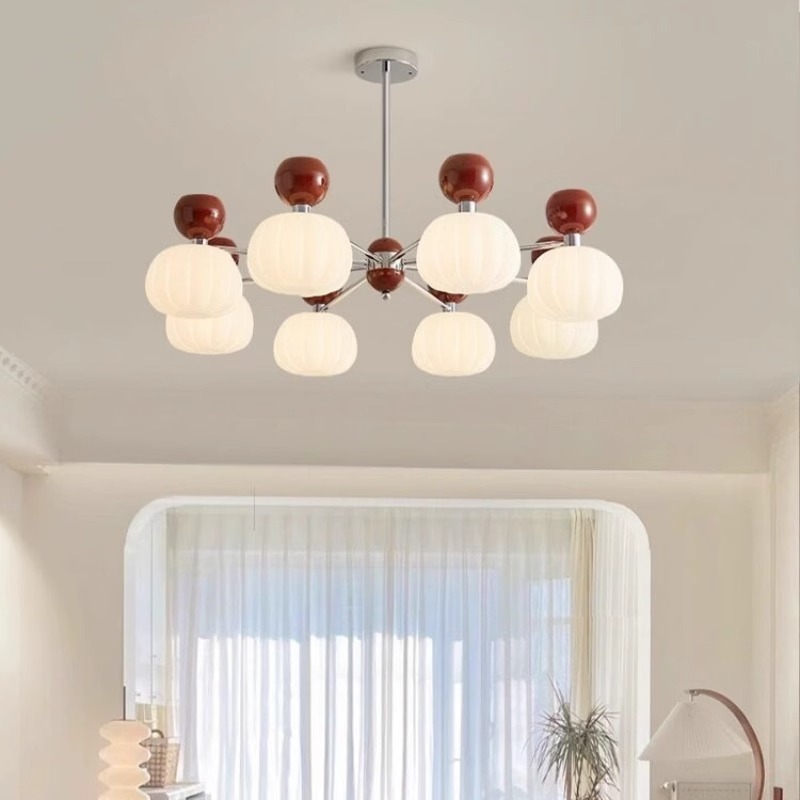 Modern Simple Milky White Pumpkin Living Room Restaurant Chandelier Bedroom Pendant Light