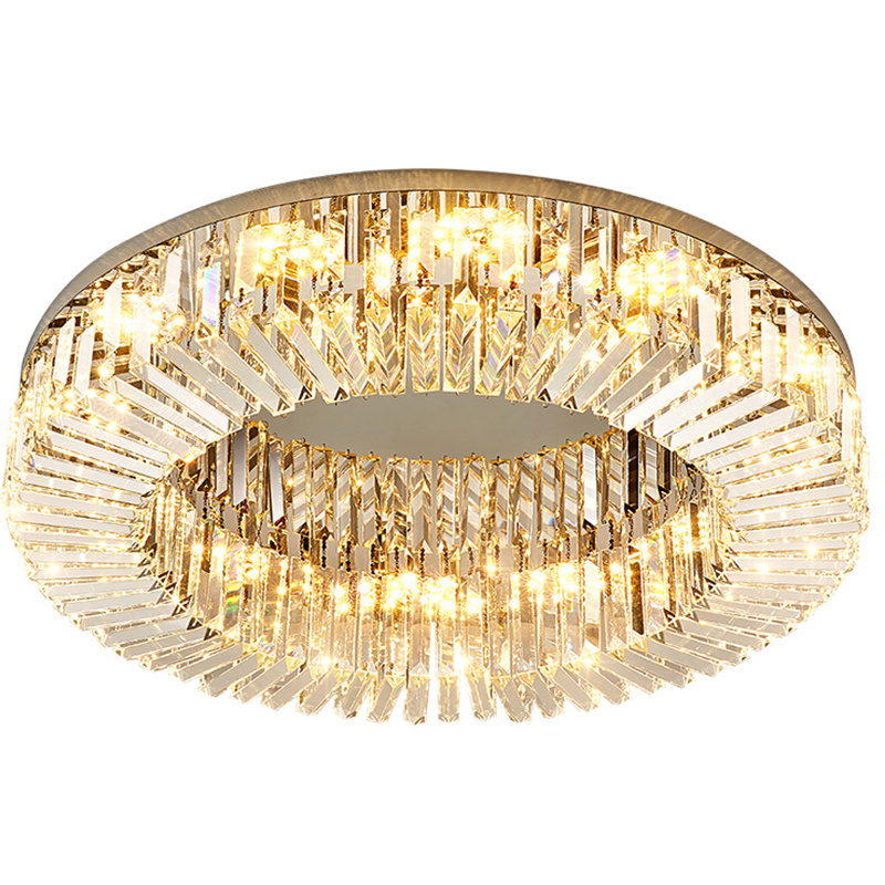 Luxury Led Ceiling Chandelier Decorative Round Chrome Led Ceiling Lamp Bedroom Modern Gold K9 Crystal Ceiling Light