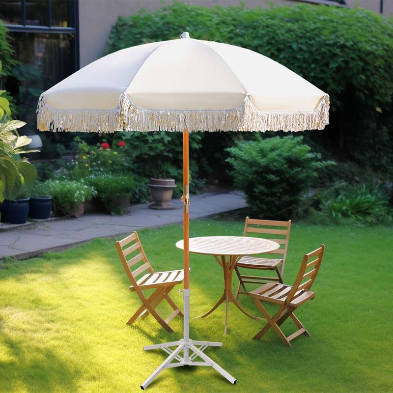 Customizable center pillar courtyard sun protection mushroom tassel umbrella outdoor beach sun protection arch umbrella