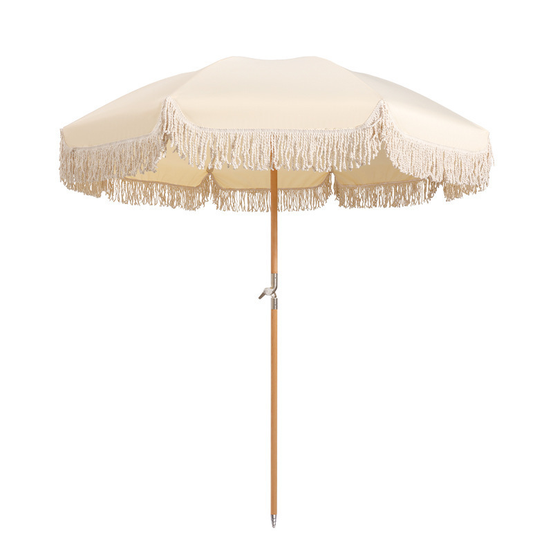 Customizable center pillar courtyard sun protection mushroom tassel umbrella outdoor beach sun protection arch umbrella