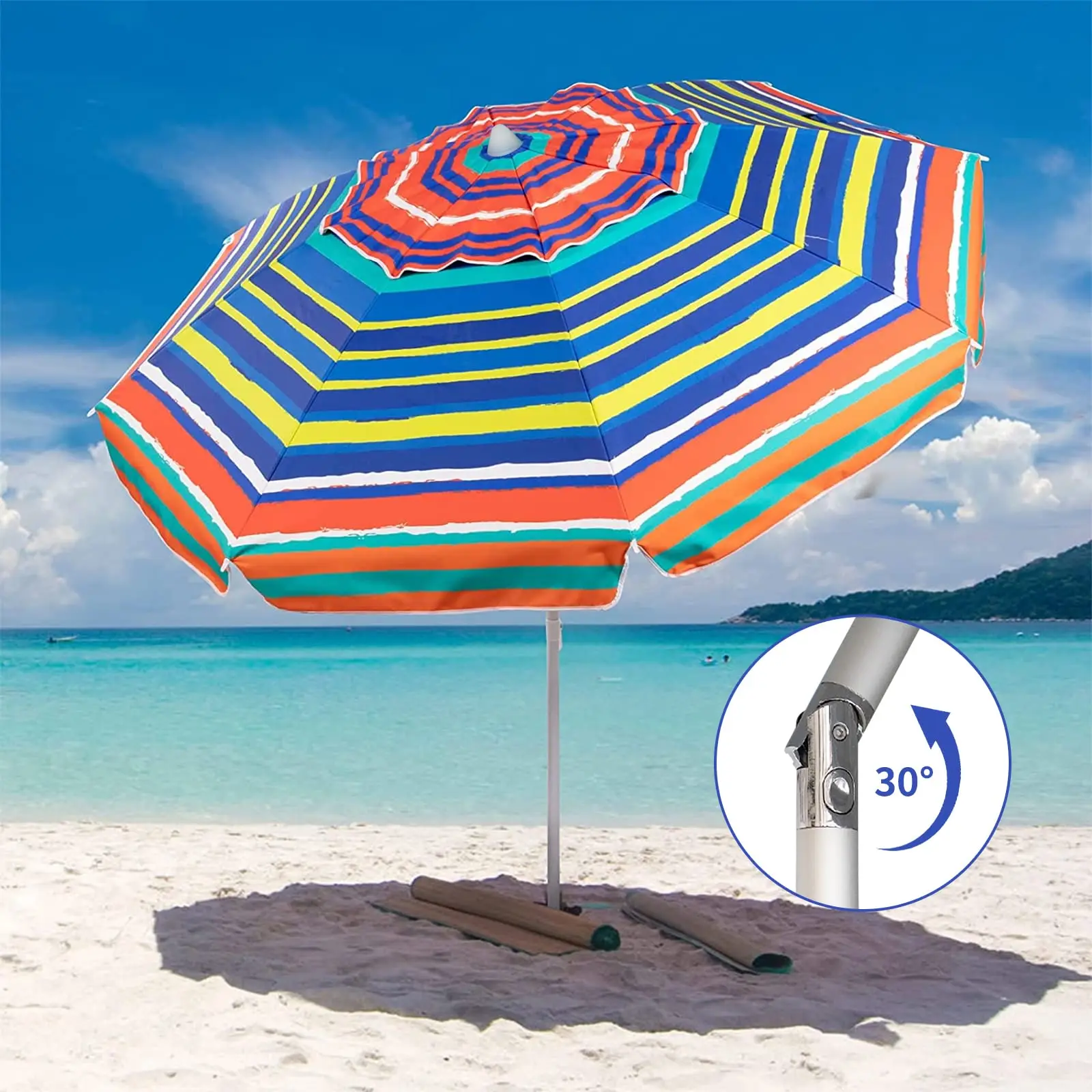 High quality 8K portable UV protection umbrella beach outdoor umbrella carrying bag with tilted