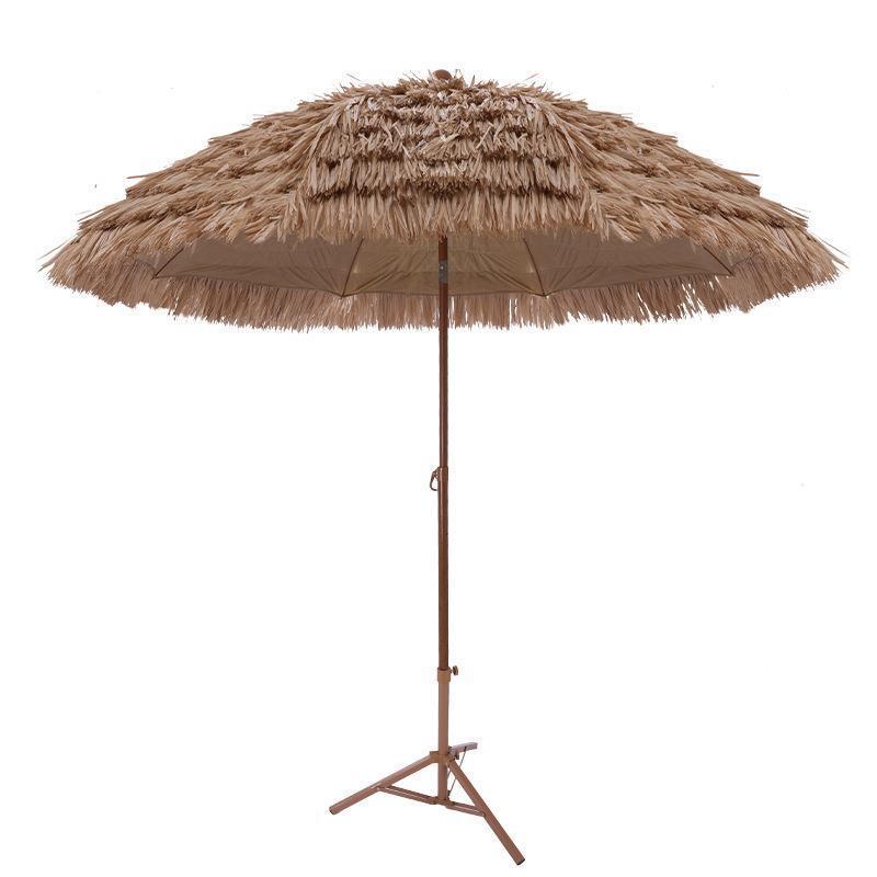 Umbrella yard outdoor advertising spot large advertising umbrella PP beach straw simulation sun proof thatch sunshade umbrella