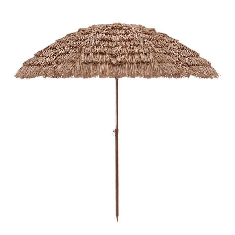 Umbrella yard outdoor advertising spot large advertising umbrella PP beach straw simulation sun proof thatch sunshade umbrella