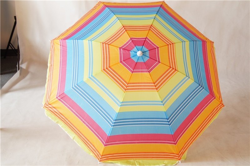 Fancy design professional rainbow stripe outdoor beach umbrella