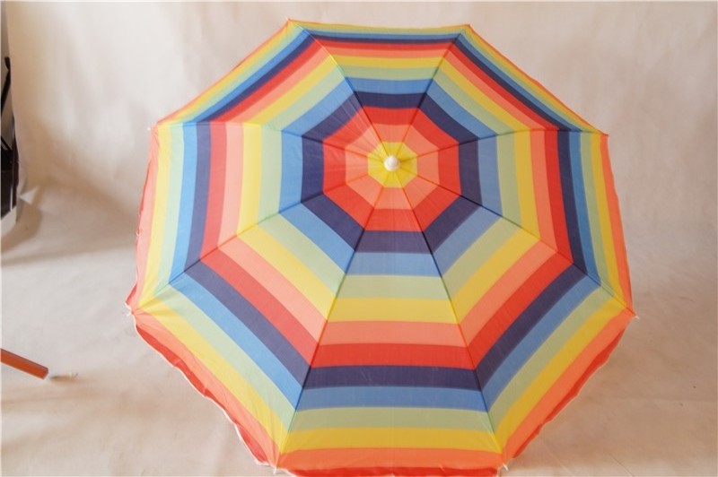 Fancy design professional rainbow stripe outdoor beach umbrella