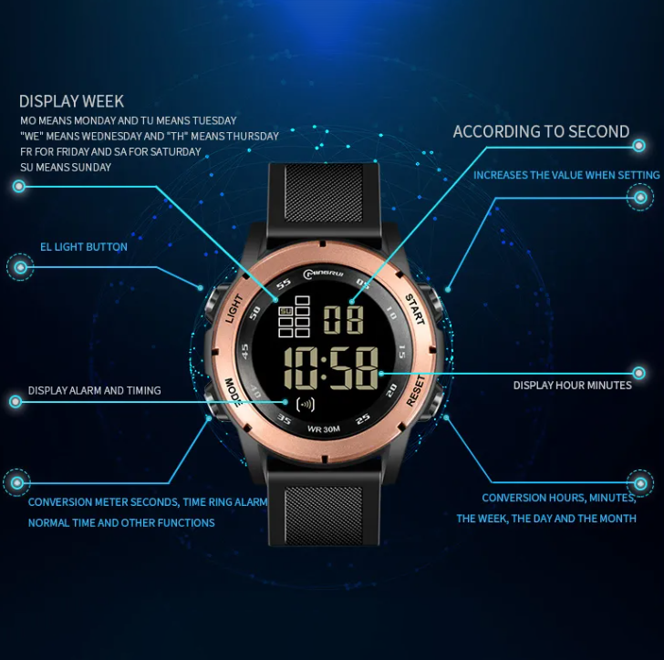 OEM Custom Mingrui 8106GH Gift Sports Wrist watch Waterproof Electronic Durable Business Calendars Digital Watches For Men