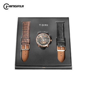 2 straps Watch Set Men's Gift Set High Quality Business Casual Watch Leather Suit Gift Set Wristwatch For Men Boyfriend