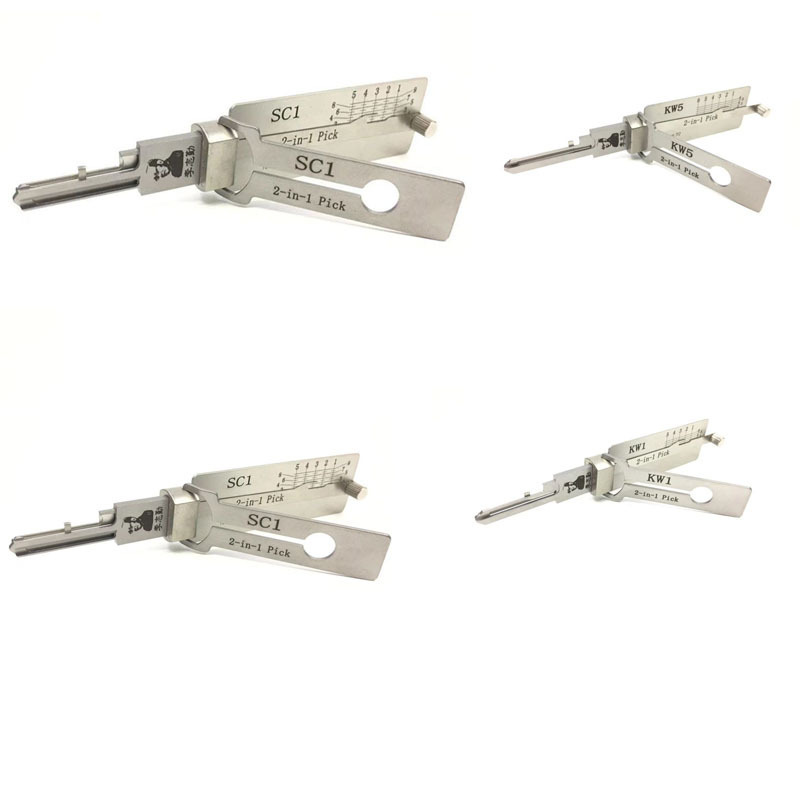 New Arrival Original Lishi KW1 KW5 SC1 SC4 4 pcs/Set  2 in 1 Pick and Decoder China Lishi Ganzua Locksmith Tools for Sale