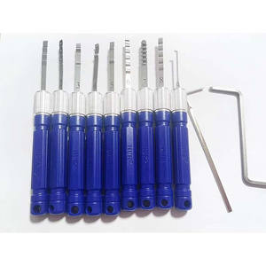 HUK Blue Color 9 PCS Wave Hook Lock Opening Lock Pick Set Locksmith Tools