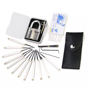 GOSO 12pcs Hook Picks Titanium Lock Pick Sets Broken Key Tools + Transparent Practice Protection Padlock+Card  Locksmith Tool