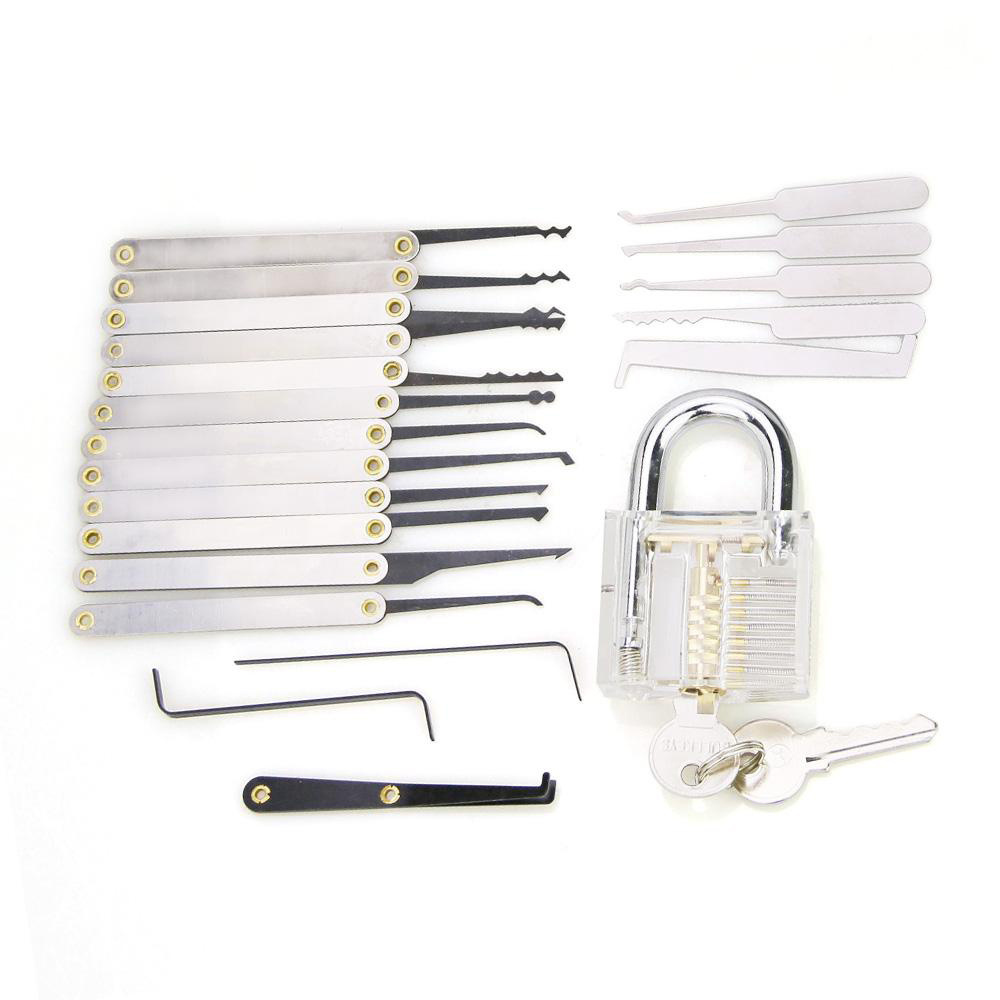 GOSO 12pcs Hook Picks Titanium Lock Pick Sets Broken Key Tools + Transparent Practice Protection Padlock+Card  Locksmith Tool