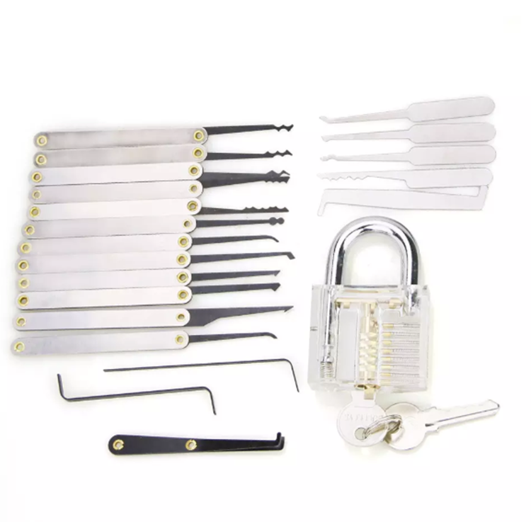 GOSO 12pcs Hook Picks Titanium Lock Pick Sets Broken Key Tools + Transparent Practice Protection Padlock+Card  Locksmith Tool