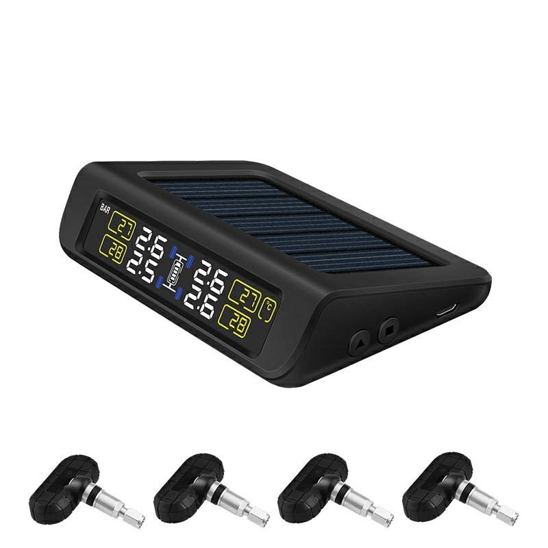 Solar Powered Wireless Sensors Automotive Tire Pressure Monitoring Alarms 4 Internal Sensor TPMS