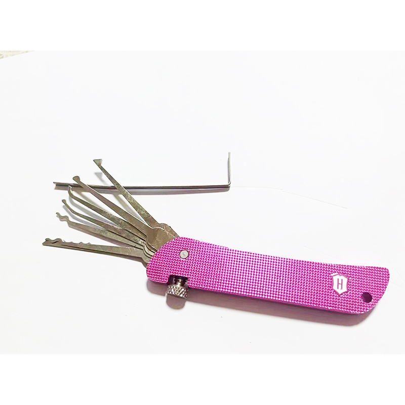 Locksmith Tools Haoshi Tools Fold Lock Pick Pink Color Lock Picks Tools Jackknife Jack Knife Padlock Lock Picking Practice Kit