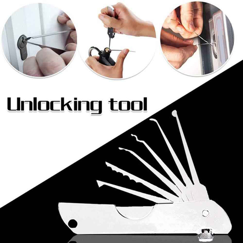 Stainless Steel Jackknife Jack Knife 7 In 1  Pocket Fold Folding Tool  Lock Pick Set Locksmith Tools