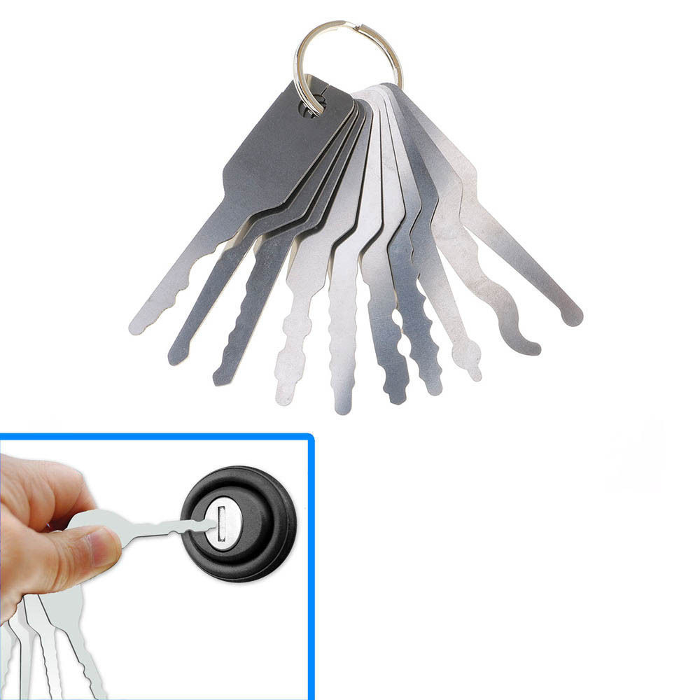 10 Pcs Jiggler Keys Card Auto Locksmith Tool Door Unkocking Set Car Lockout Kit Lock Pick