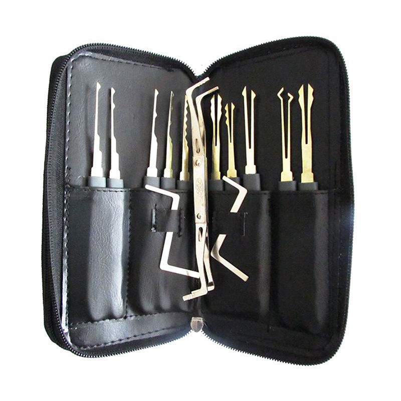 GOSO 20PCS Titanium  Zip Bag Cylinder Practice Lock Pick Set Locksmith Tool