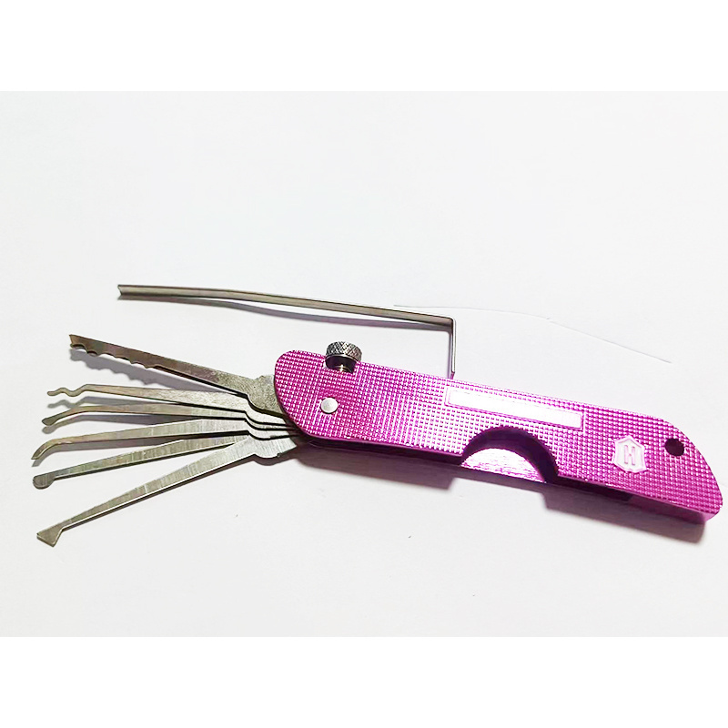 Locksmith Tools Haoshi Tools Fold Lock Pick Pink Color Lock Picks Tools Jackknife Jack Knife Padlock Lock Picking Practice Kit