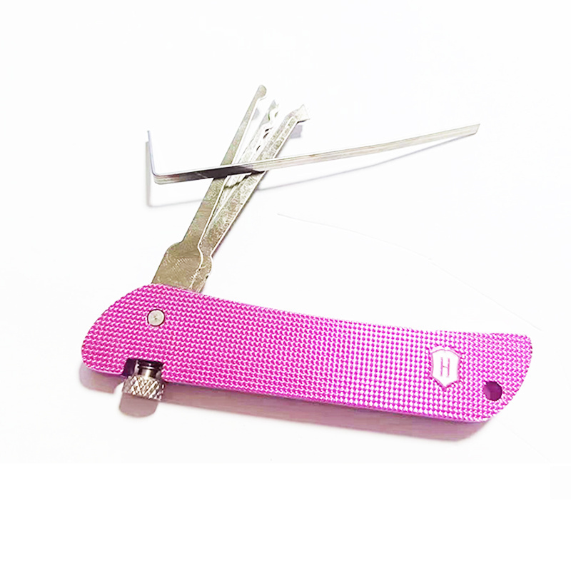 Locksmith Tools Haoshi Tools Fold Lock Pick Pink Color Lock Picks Tools Jackknife Jack Knife Padlock Lock Picking Practice Kit