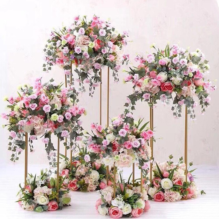 Zhuoyun Wholesale Price Gold Metal Handmade Wedding Table Centerpiece Flower Cake Stand