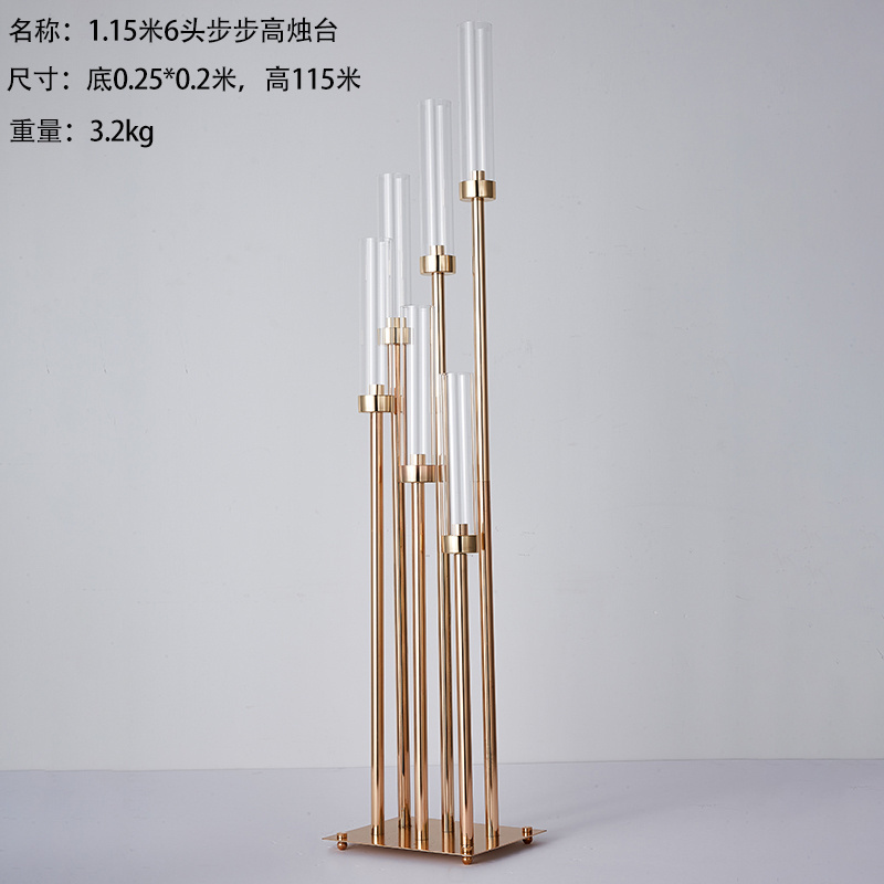 Zhuoyun Wholesale Price 6 Arms Wedding Decoration Table Centerpiece Gold Metal Candle Holder