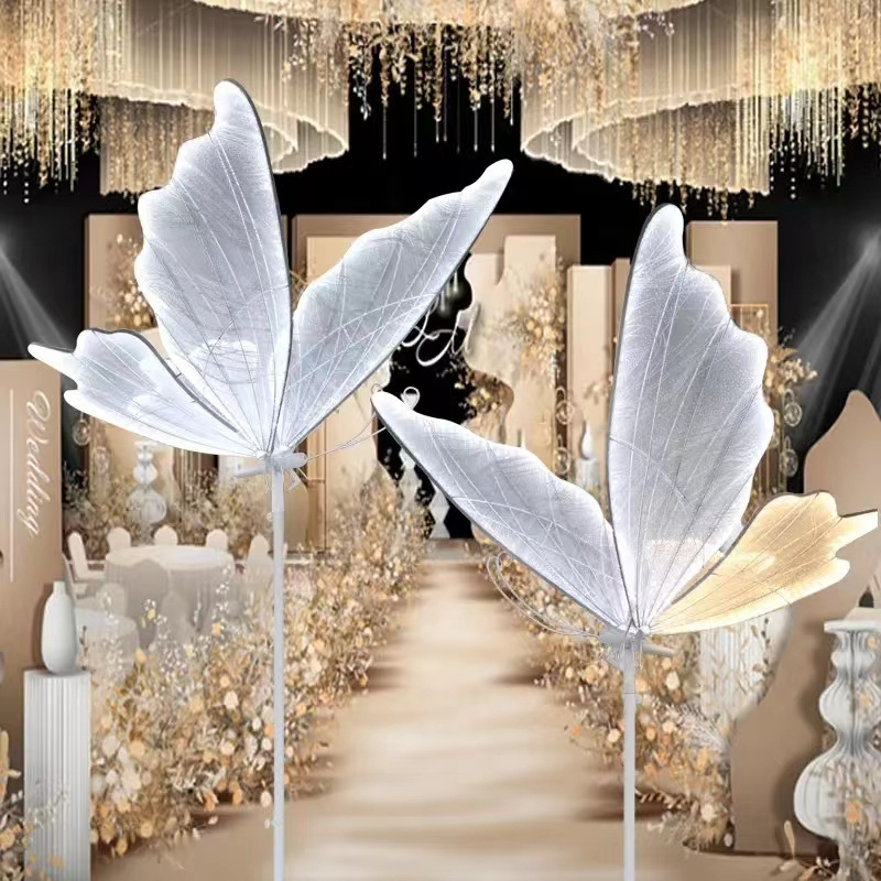 Zhuoyun Unique Design Butterfly Shape Floor Light Table Decoration Acrylic White Wedding Centerpiece