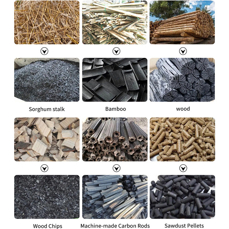 Rice Husk Pine Needle Peanut Shells Coffee Husk carbon fiber biochar kiln empty string  carbon oven briquette machine in india