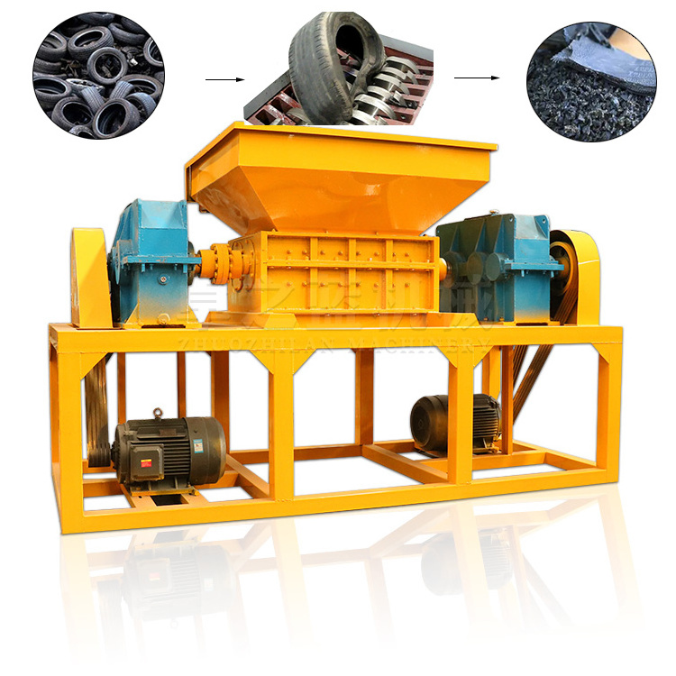 China plastic rubber tire crusher equipment crumb grinding waste tire shredding machine recycling tire machine prices