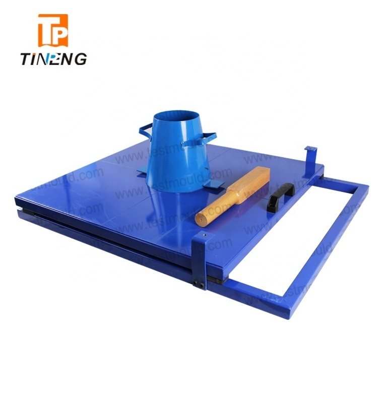 concrete flow table with slump cone base plate tamping rod