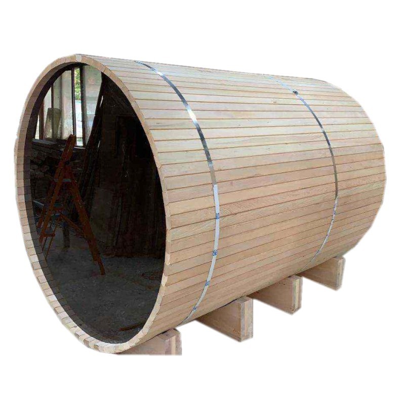 wooden barrel sauna