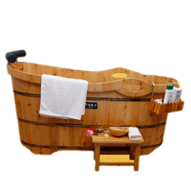 China OEM manufacture with cover  japanese sauna solid wood barrel bathtub cheap for hotel with steam pot