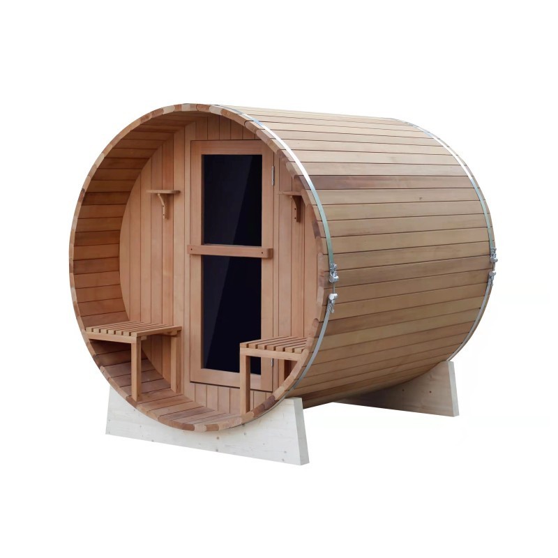 outdoor sauna with wood burning stove cedar panoramic barrel sauna for sale