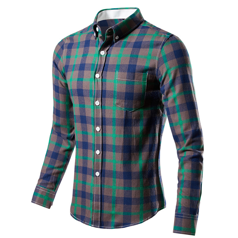 Men's Checked Flannel Long Sleeve Button Down Plaid Shirts For Men Full Sleeve