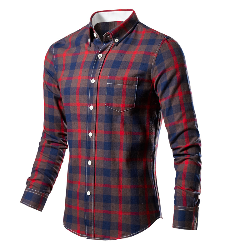 Men's Checked Flannel Long Sleeve Button Down Plaid Shirts For Men Full Sleeve