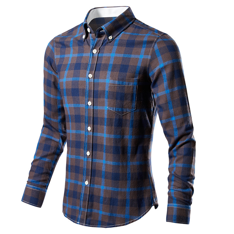 Men's Checked Flannel Long Sleeve Button Down Plaid Shirts For Men Full Sleeve